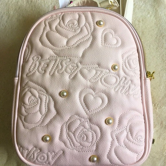 Betsey Johnson Blush Quilted Convertible Backpack Shoulder Bag Purse NWT main image 16